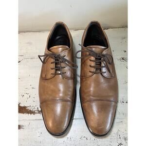 ECCO Oxford Lace Up Dress Shoes Brown Leather Men's Size EU 44 US 10.5 Casual